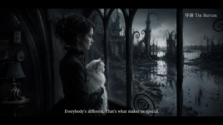 猫窗系列第 34 张，蒂姆·伯顿 / Tim Burton 风格启发画面