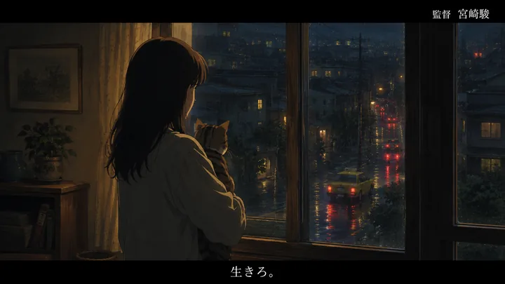 猫窗系列第 35 张，宫崎骏 / Hayao Miyazaki 风格启发画面