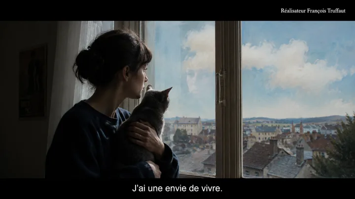 猫窗系列第 43 张，弗朗索瓦·特吕弗 / François Truffaut 风格启发画面