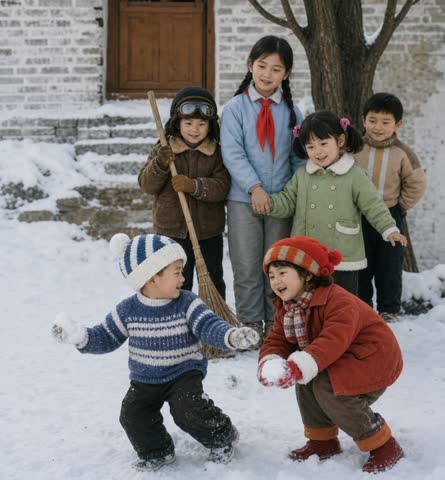 高清课本插图_雪仗_01 照片风格转换图