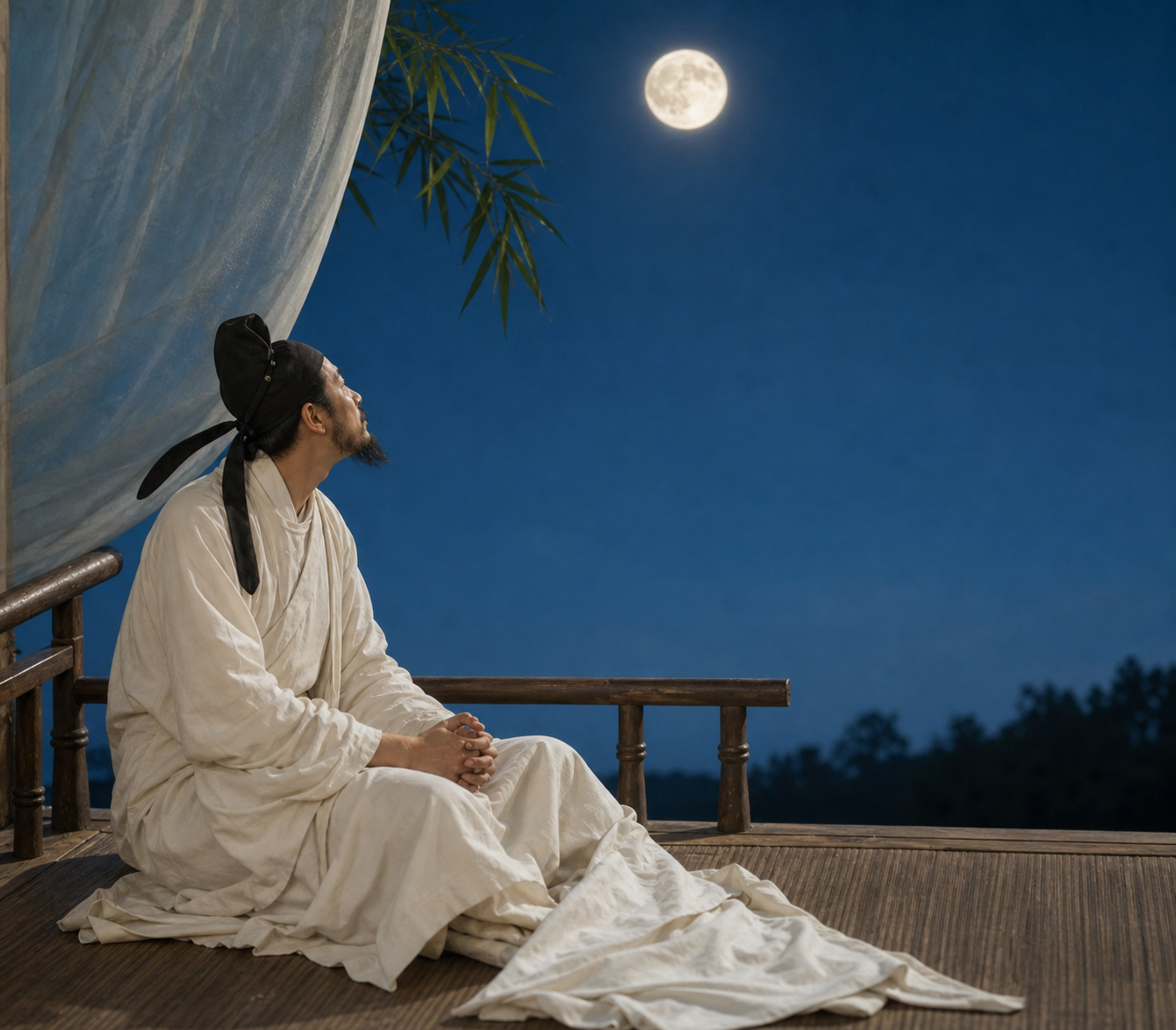 高清课本插图_静夜思_01 照片风格转换图