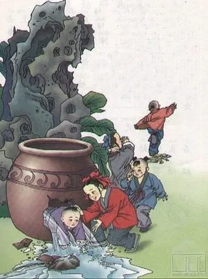 高清课本插图_司马光砸缸_01 原图
